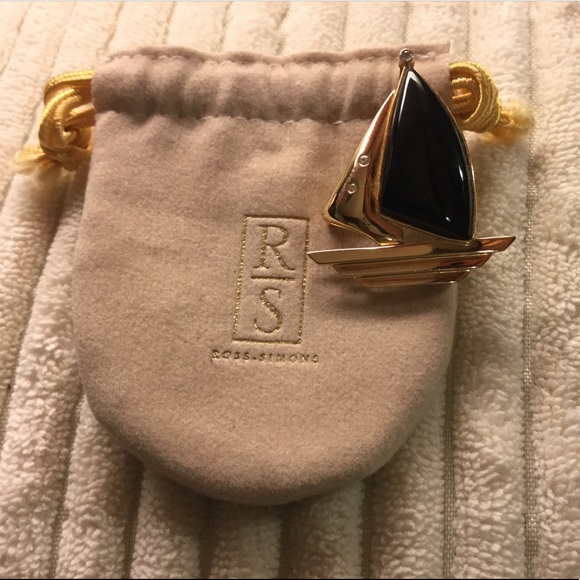 Black Onyx & 14KT Gold Sailboat Pin/Pendant - Picture 6 of 10